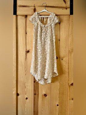 Anthropologie Cream Lace Tunic Sheer Top